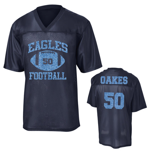 Chapin Eagles Football Glitter Team Design Unisex Navy Sport-Tek Replica Football Jersey - LST307