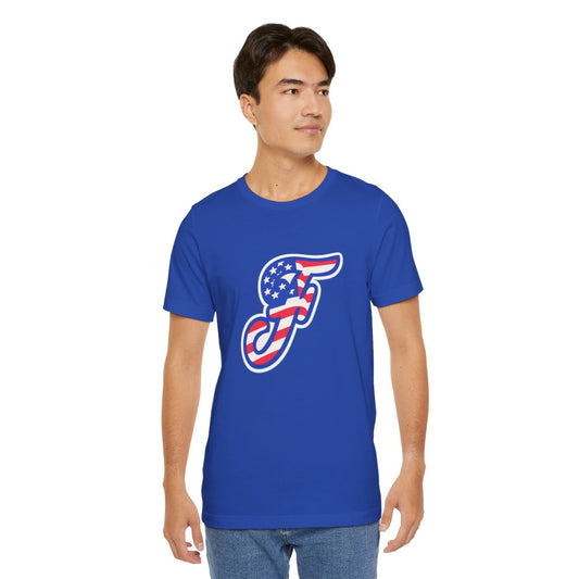 Fillies Softball American "F" Logo Unisex Bella+Canvas Cotton Jersey Tee Shirt