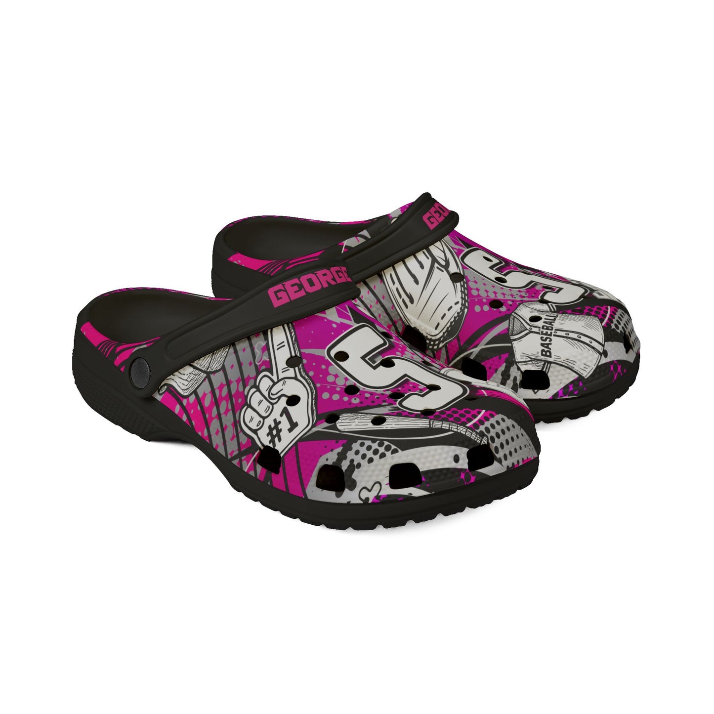 Personalized Custom Pink Velocity Child and Adult Baseball Clogs Shoes