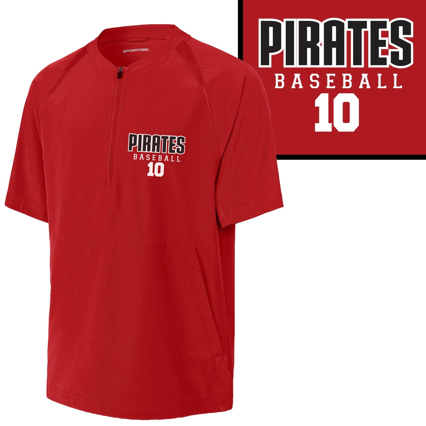 Baseball Team Custom Personalized Unisex 1/2-Zip Short Sleeve Training Jacket by Sport Tek - JST489
