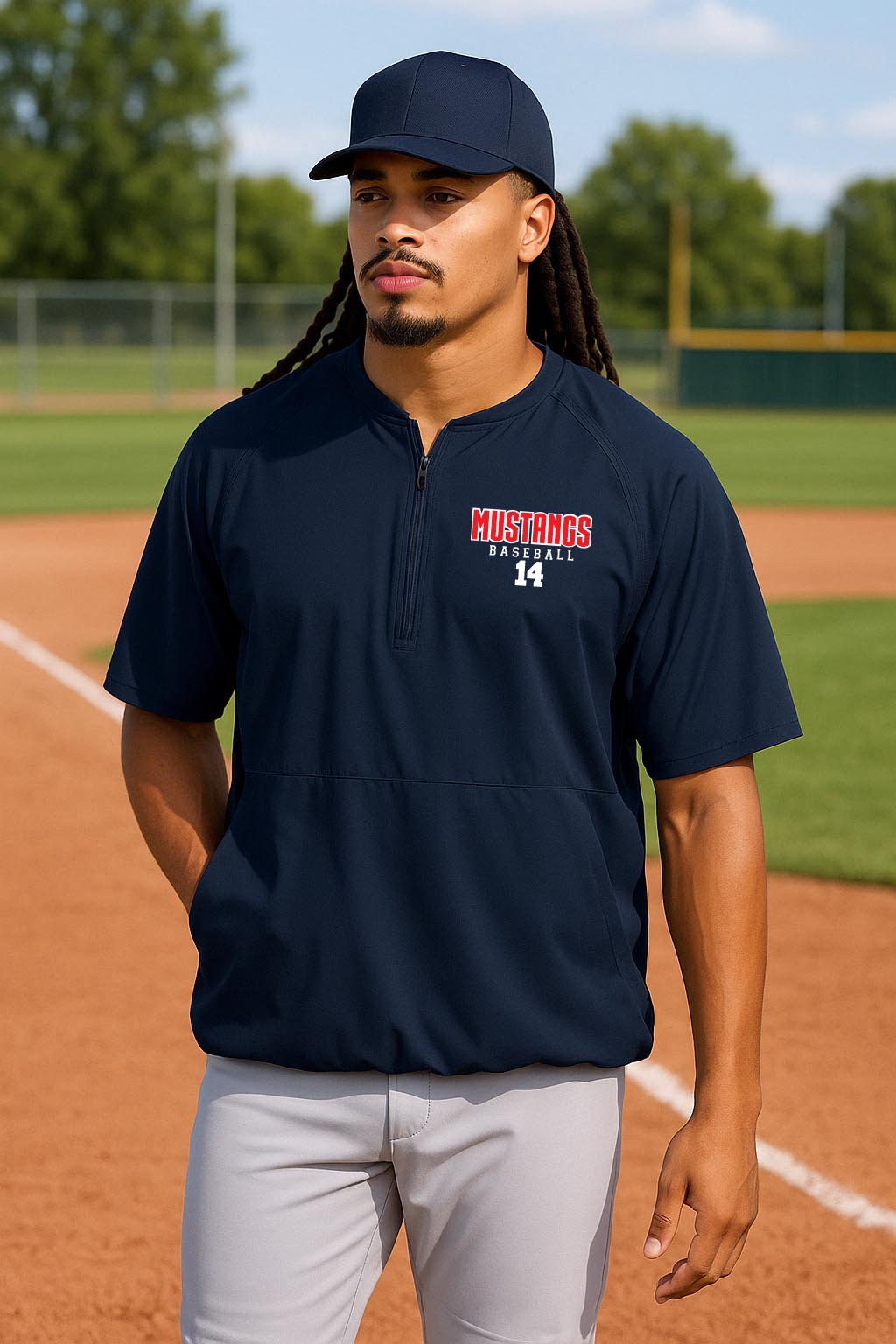 Baseball Team Custom Personalized Unisex 1/2-Zip Short Sleeve Training Jacket by Sport Tek - JST489