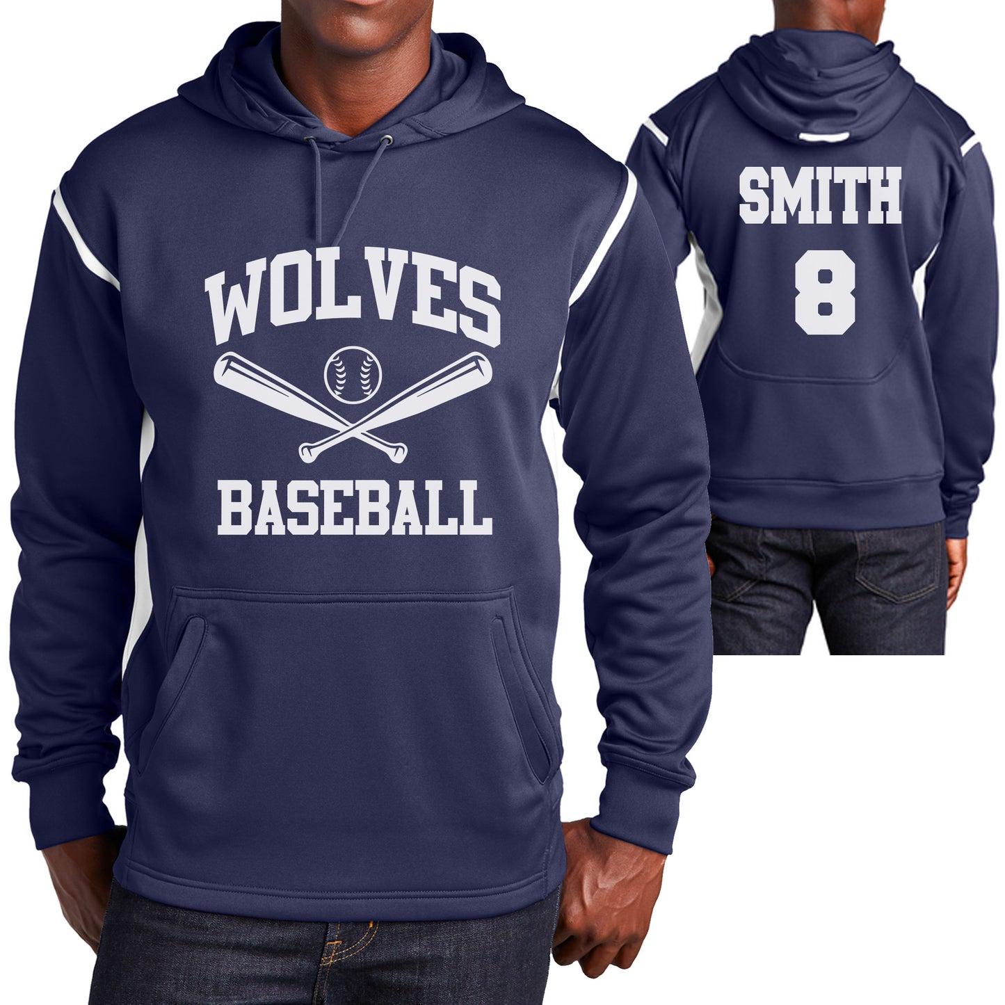 Baseball Team Design Sport-Tek® Tech Fleece Colorblock Hooded Sweatshirt - 3.F246