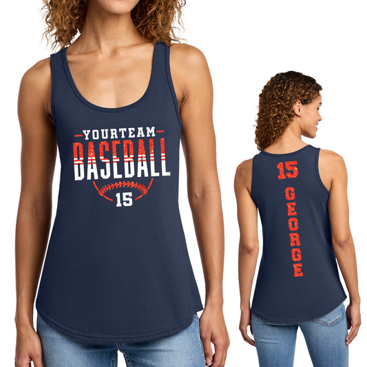 Custom Baseball Team Glitter Design Port & Co Women's Cotton Core Tank Top - 817.LPC54TT