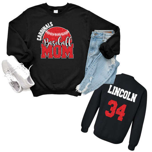 Baseball Team Mom Glitter Design Gildan Heavy Cotton Blend Sweatshirt - 18000