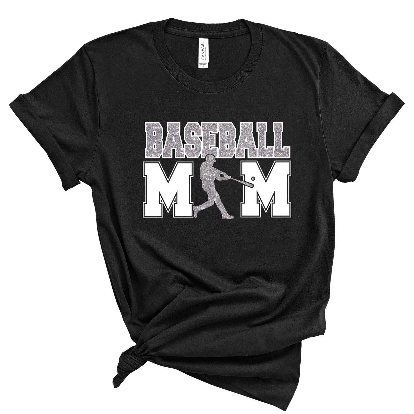 Baseball Mom Custom Glitter Design Unisex Soft Bella + Canvas Jersey T Shirt - 3001