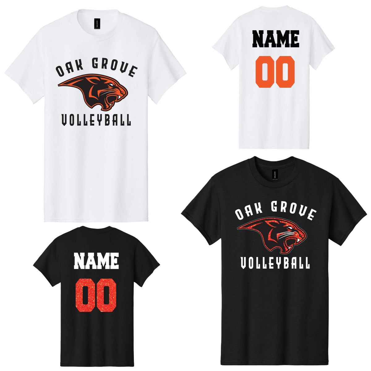 Oak Grove Middle School Panthers Volleyball Gildan Unisex Tee Shirt with Personalization