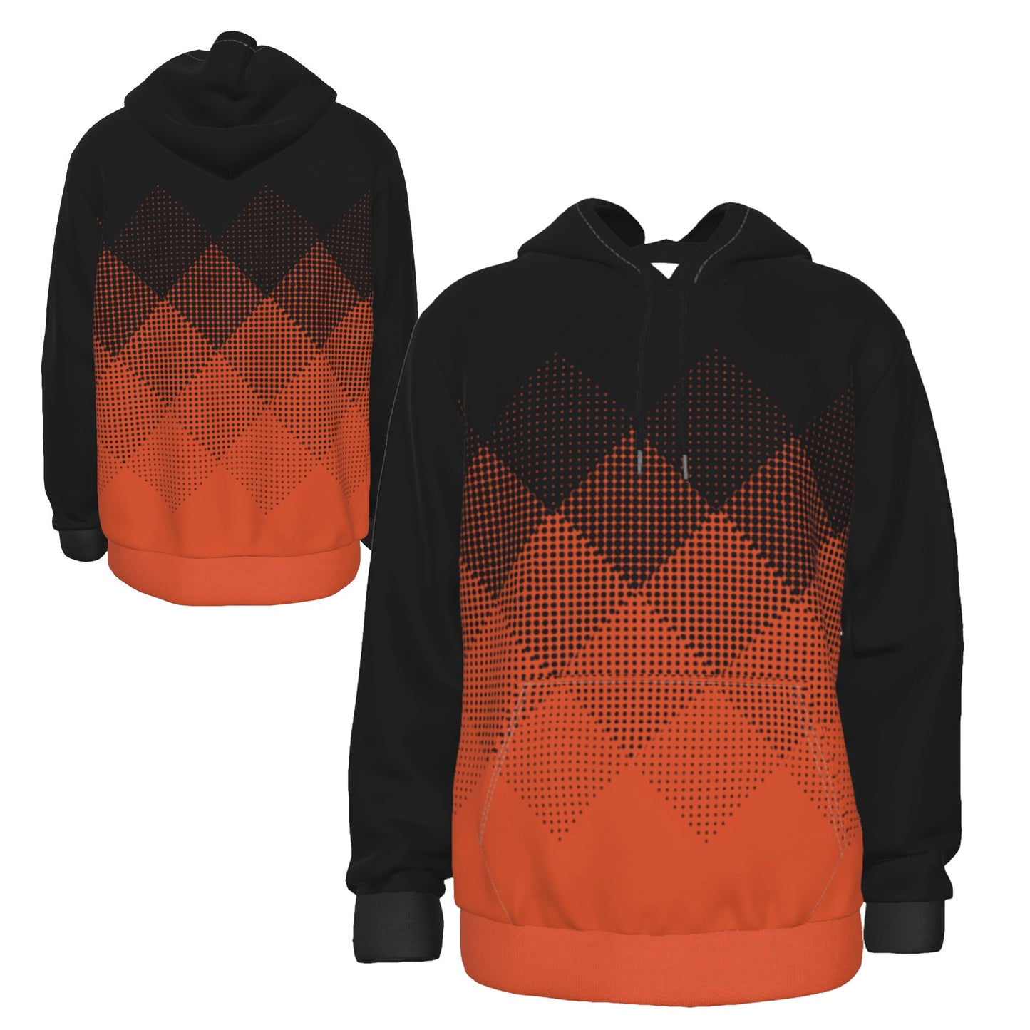 Fully Custom Black & Orange Athletic Wear Team Sports Hoodie Sweatshirt - HD-2