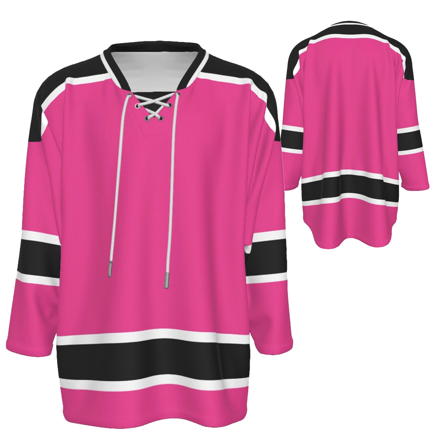 Custom Personalized Pink and Black Team Hockey Jersey Shirt JS-11
