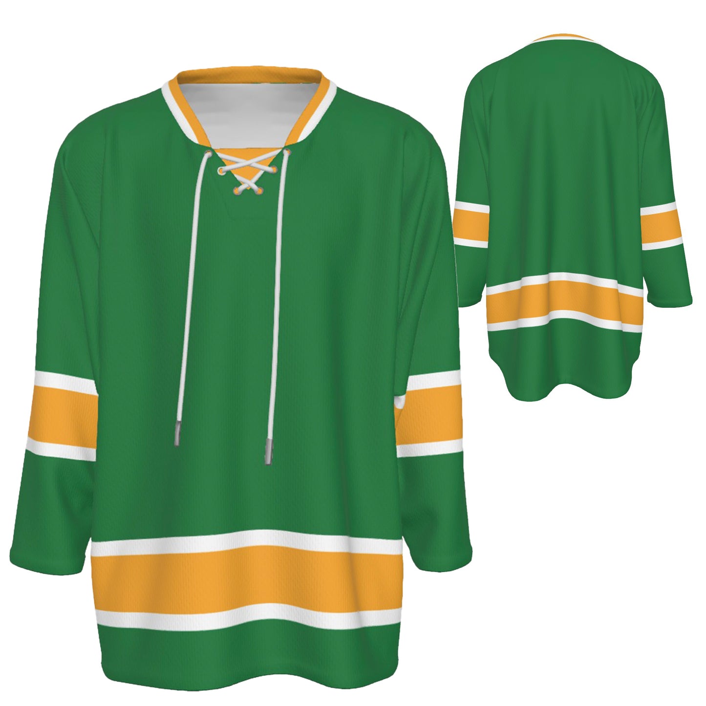 Custom Personalized Green and Yellow Gold Team Hockey Jersey Shirt JS-8