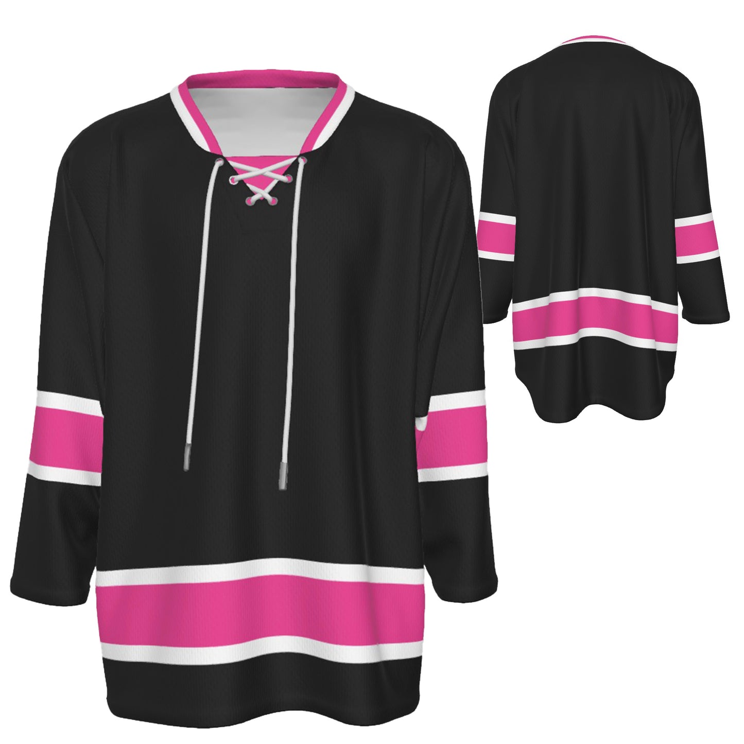 Custom Personalized Black and Pink Team Hockey Jersey Shirt JS-9