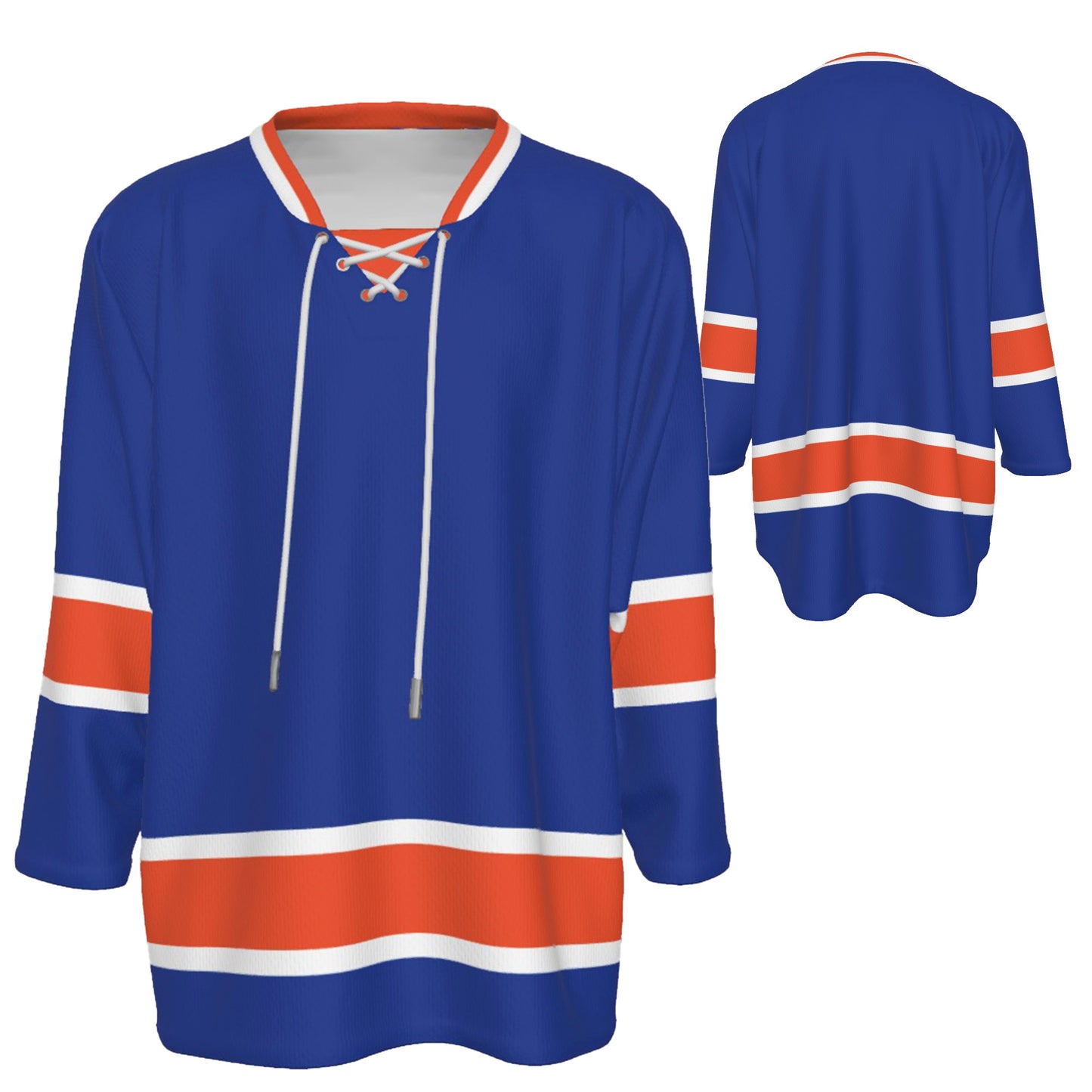 Custom Personalized Blue and Orange Team Hockey Jersey Shirt JS-10