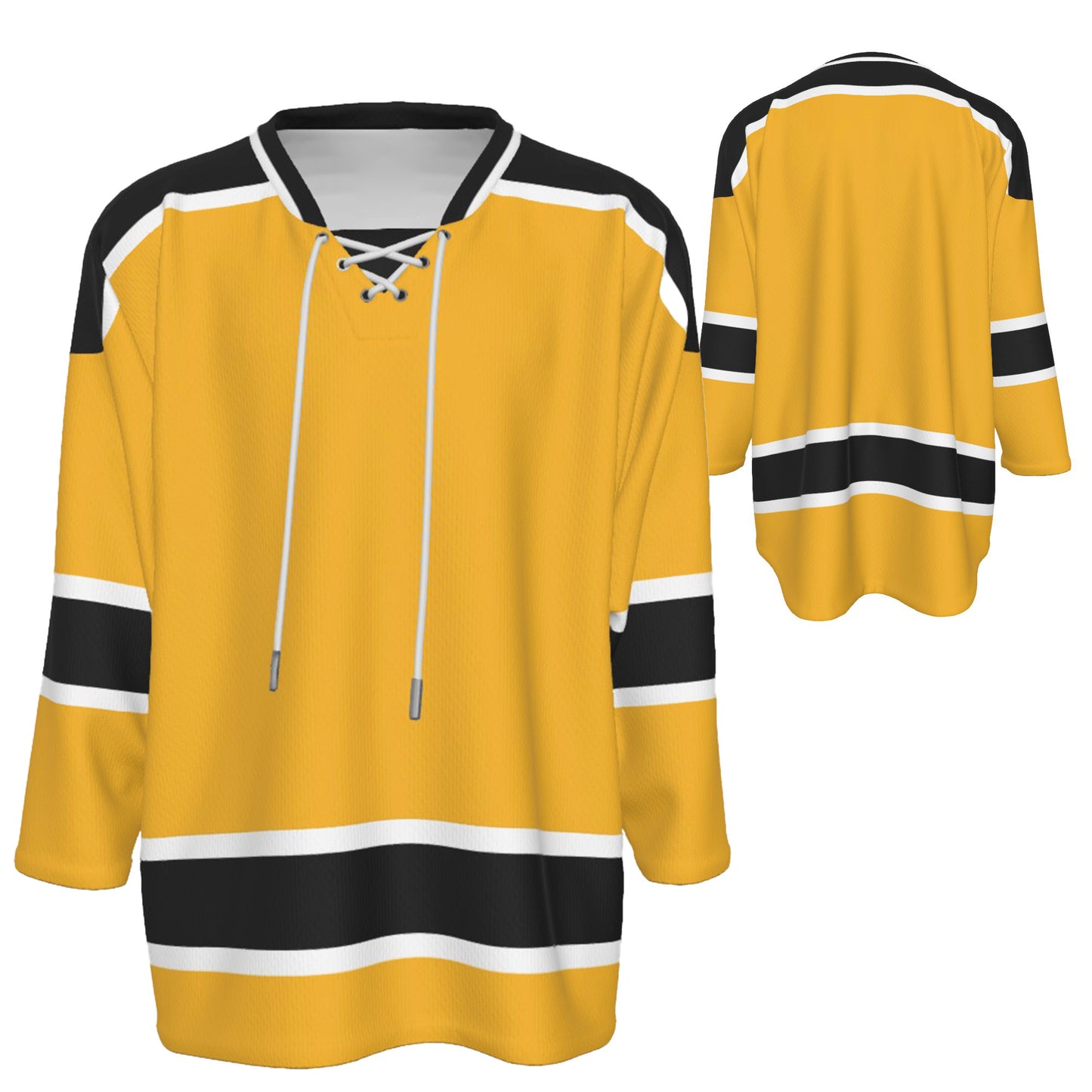 Custom Personalized Yellow Gold and Black Team Hockey Jersey Shirt JS-13