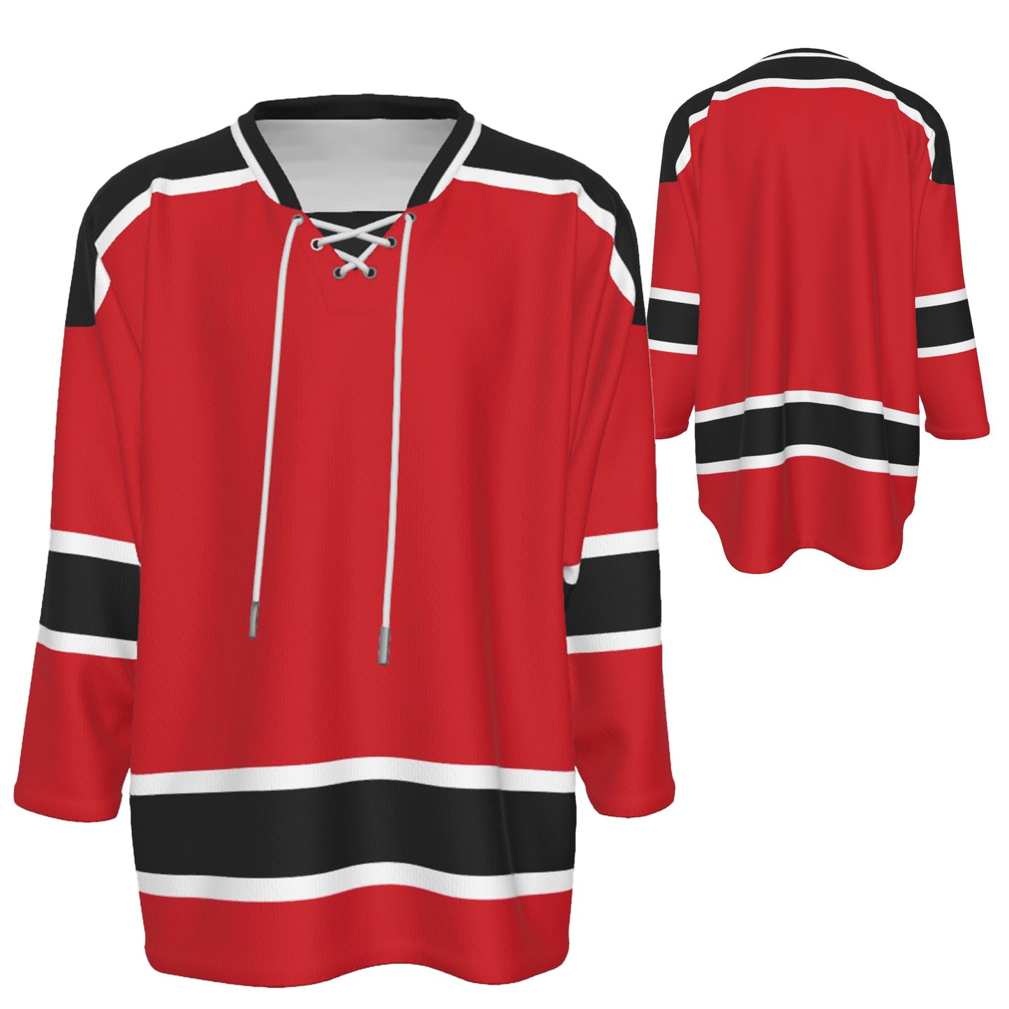 Custom Personalized Red and Black Team Hockey Jersey Shirt JS-11