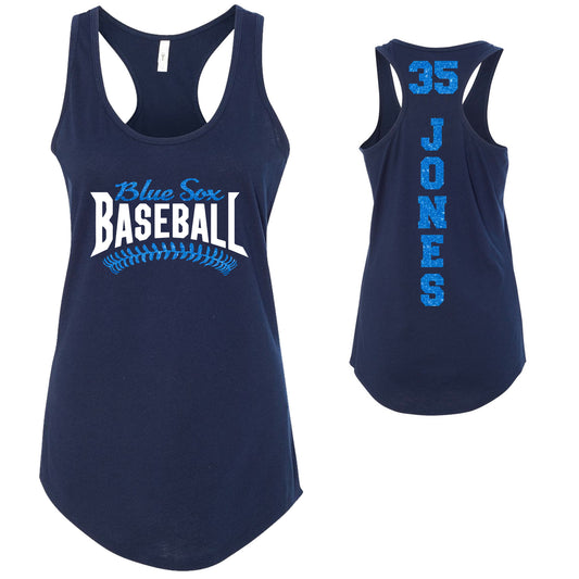 Custom Baseball Team Glitter Deisgn Next Level Fitted Racerback Tank Top - 1533