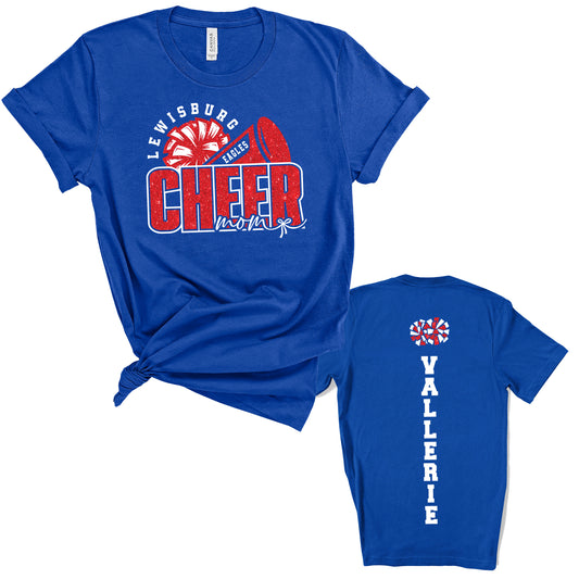Patriots Cheer Mom Glitter Design Royal Blue Unisex Shirt by Bella + Canvas - LST307
