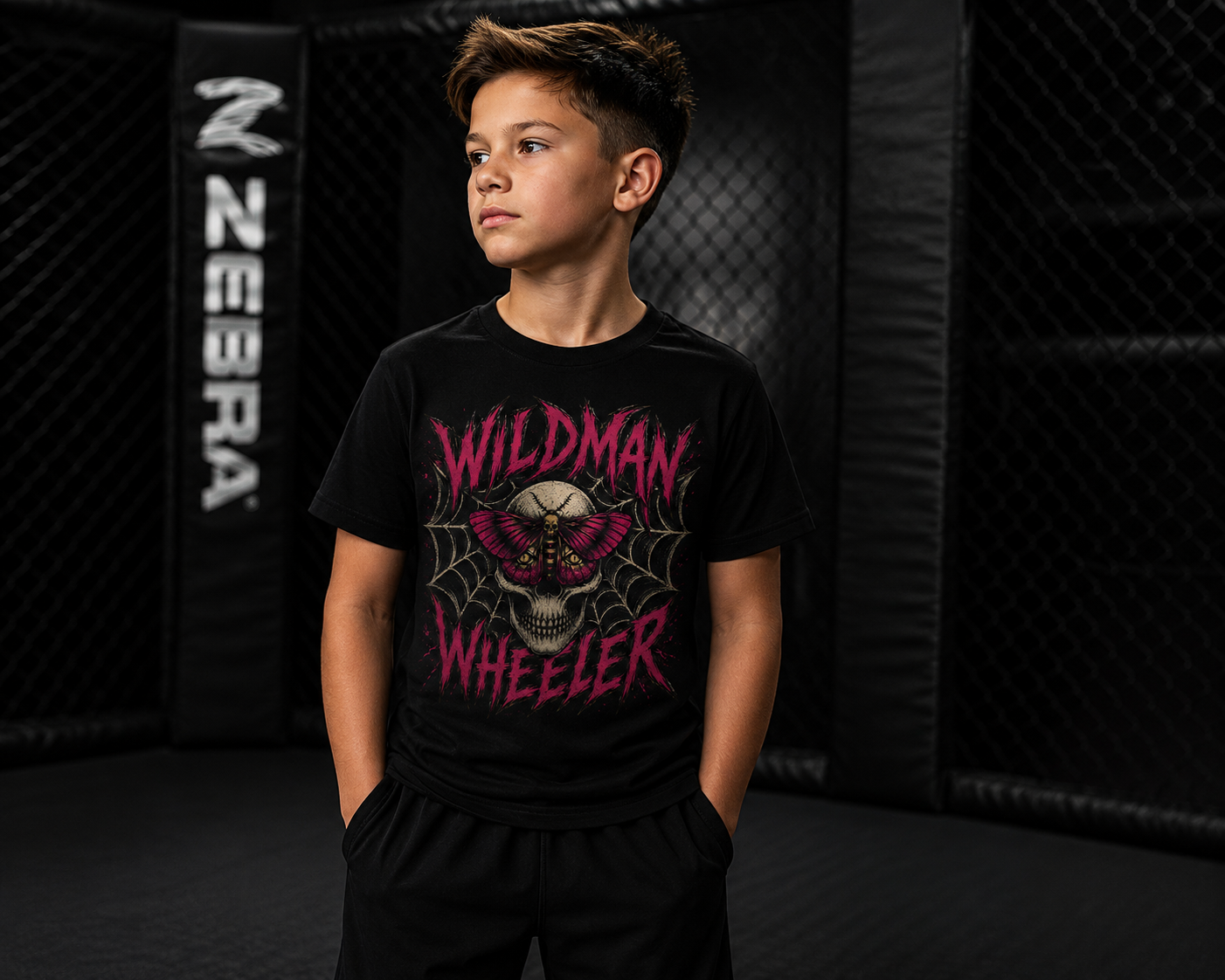 Wildman Wheeler Skull Bella Canvas YOUTH Cotton Unisex Jersey Black T Shirt