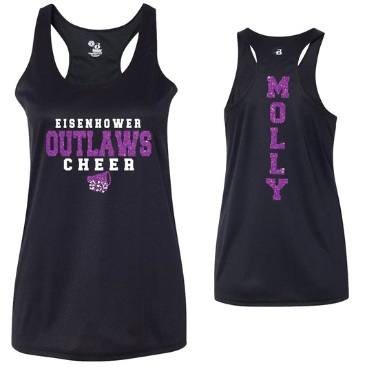 Custom Cheerleader Tank Glitter Design Badger DRI FIT Racerback Tank Top - 4166