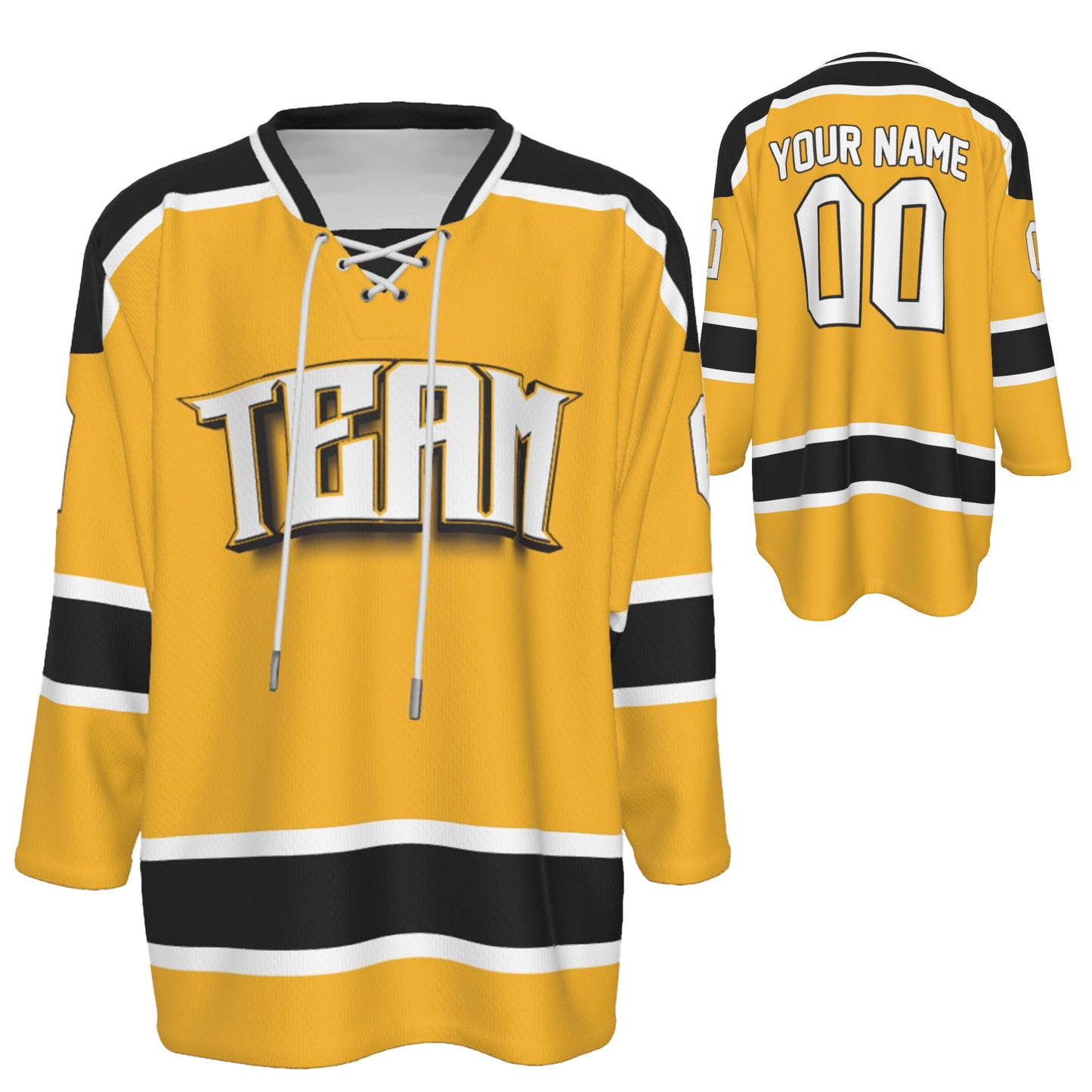 Custom Personalized Yellow Gold and Black Team Hockey Jersey Shirt JS-13