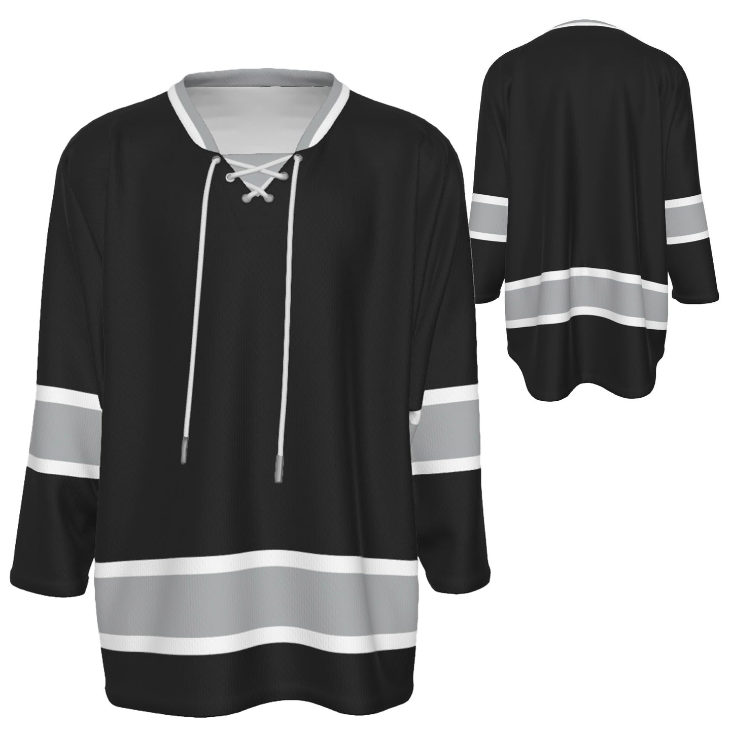 Custom Personalized Black and Gray Silver Team Hockey Jersey Shirt JS-7