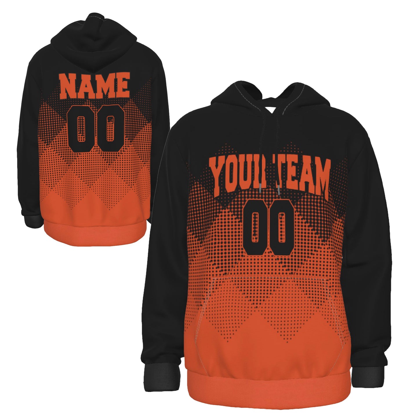 Fully Custom Black & Orange Athletic Wear Team Sports Hoodie Sweatshirt - HD-2