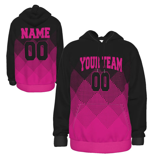 Fully Custom Black & Pink Athletic Wear Team Sports Hoodie Sweatshirt - HD-2