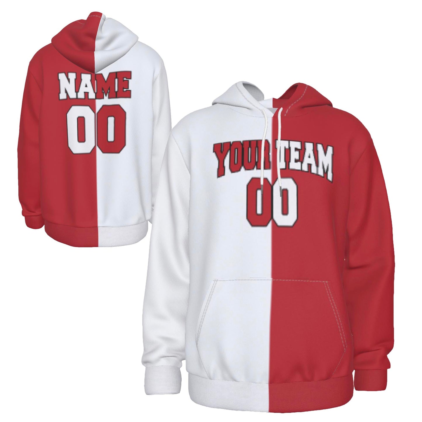 Fully Custom Red & White Athletic Wear Team Sports Hoodie Sweatshirt - HD-32