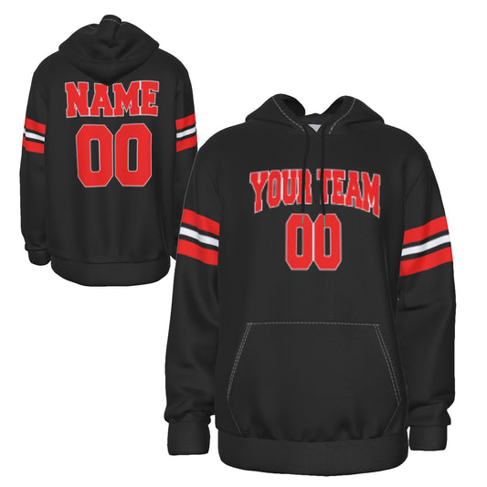 Fully Custom Black & Red Athletic Wear Team Sports Hoodie Sweatshirt - HD-31