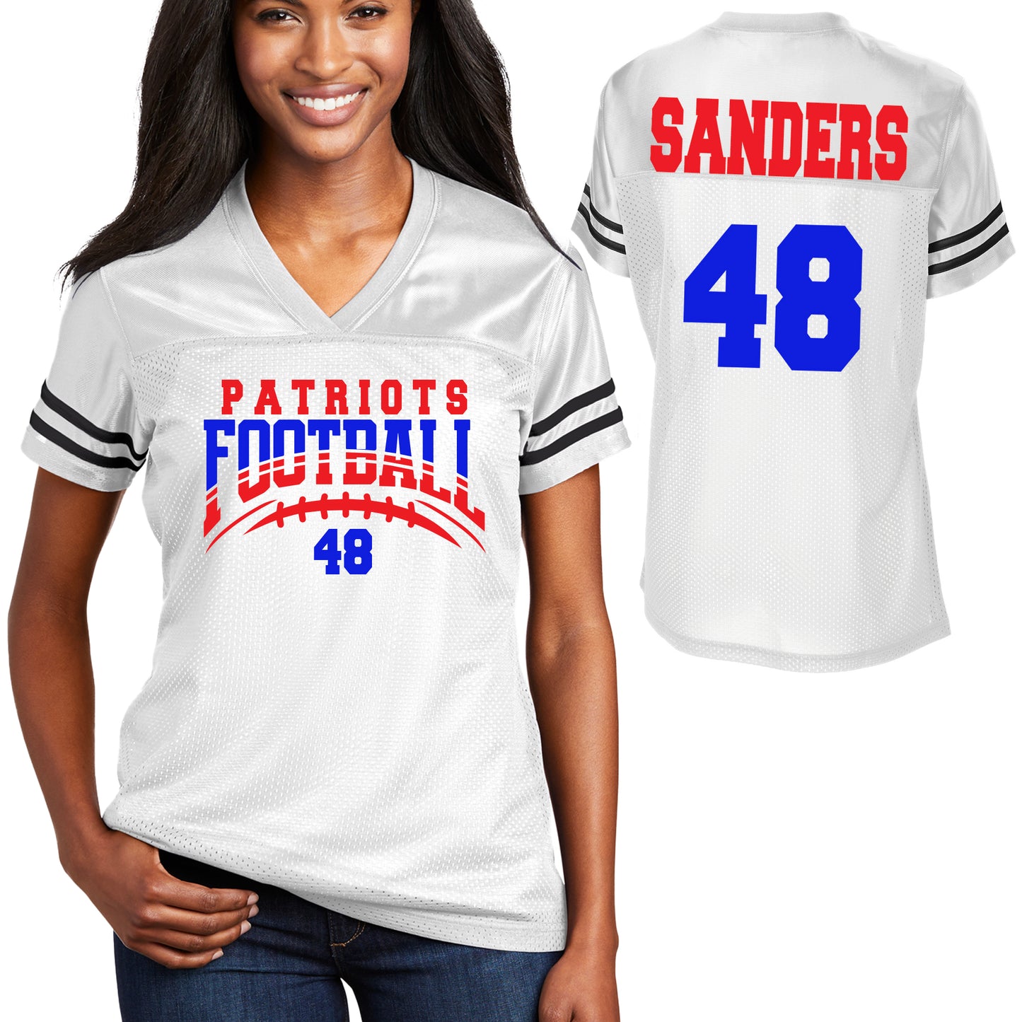 Patriots Football Mom Team Design Women's White Sport-Tek Replica Football Jersey - LST307
