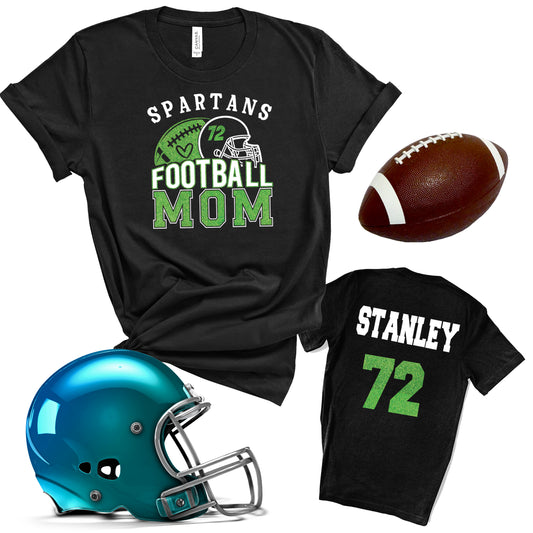 Football Mom Personalized Glitter Design Unisex Soft Bella + Canvas Jersey T Shirt - 3001