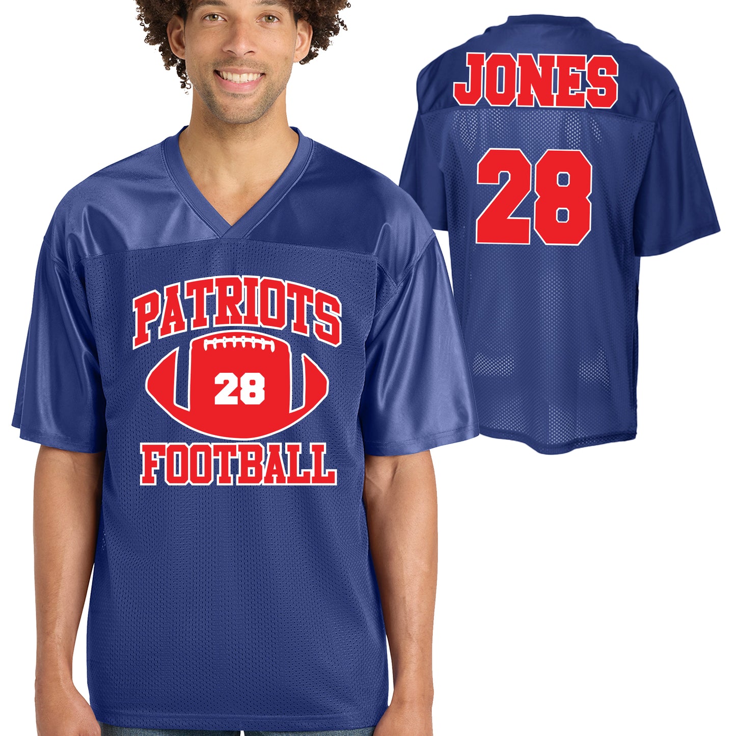 Patriots Football Team Design Unisex Royal Sport-Tek Replica Football Jersey - ST307