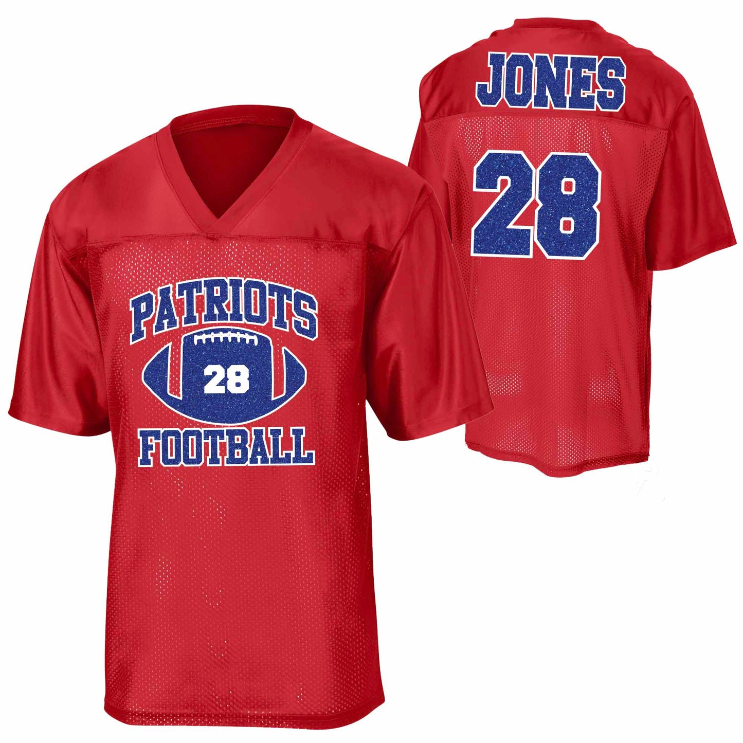 Patriots Football Mom Glitter Team Design Unisex Red Sport-Tek Replica Football Jersey - LST307