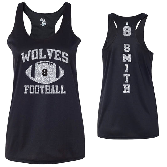 Custom Football Team Glitter Deisgn Badger DRI FIT Racerback Tank Top - 4166