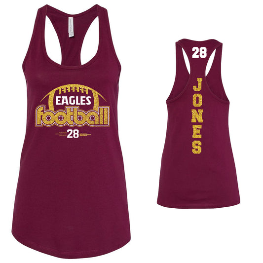 Custom Retro Football Team Glitter Design Next Level Fitted Racerback Tank Top - 1533
