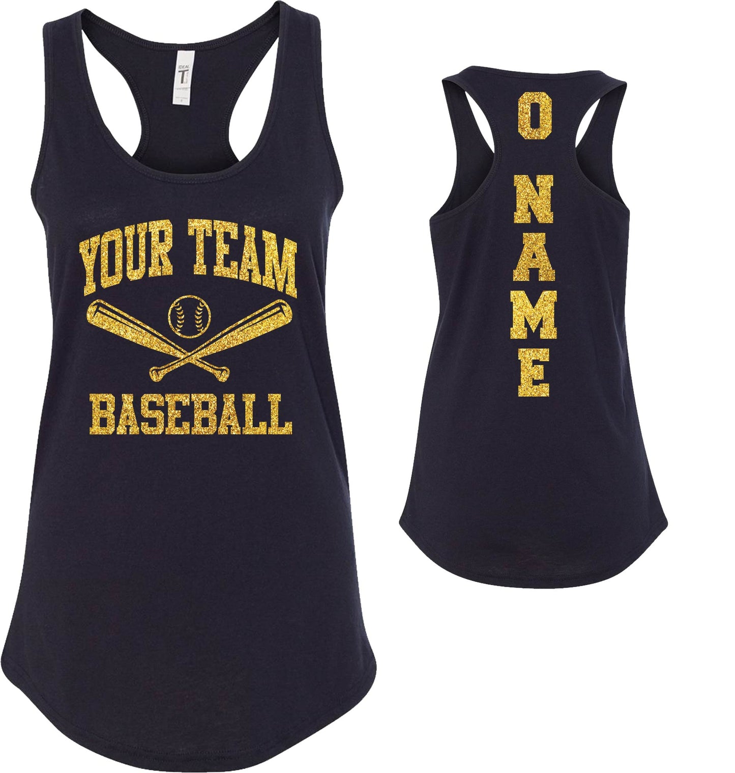 Custom Baseball Glitter Deisgn Next Level Fitted Racerback Tank Top - 3.1533