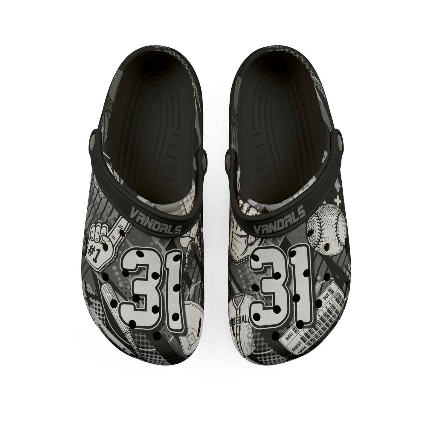 Personalized Custom Gray Velocity Child and Adult Baseball Clogs Shoes