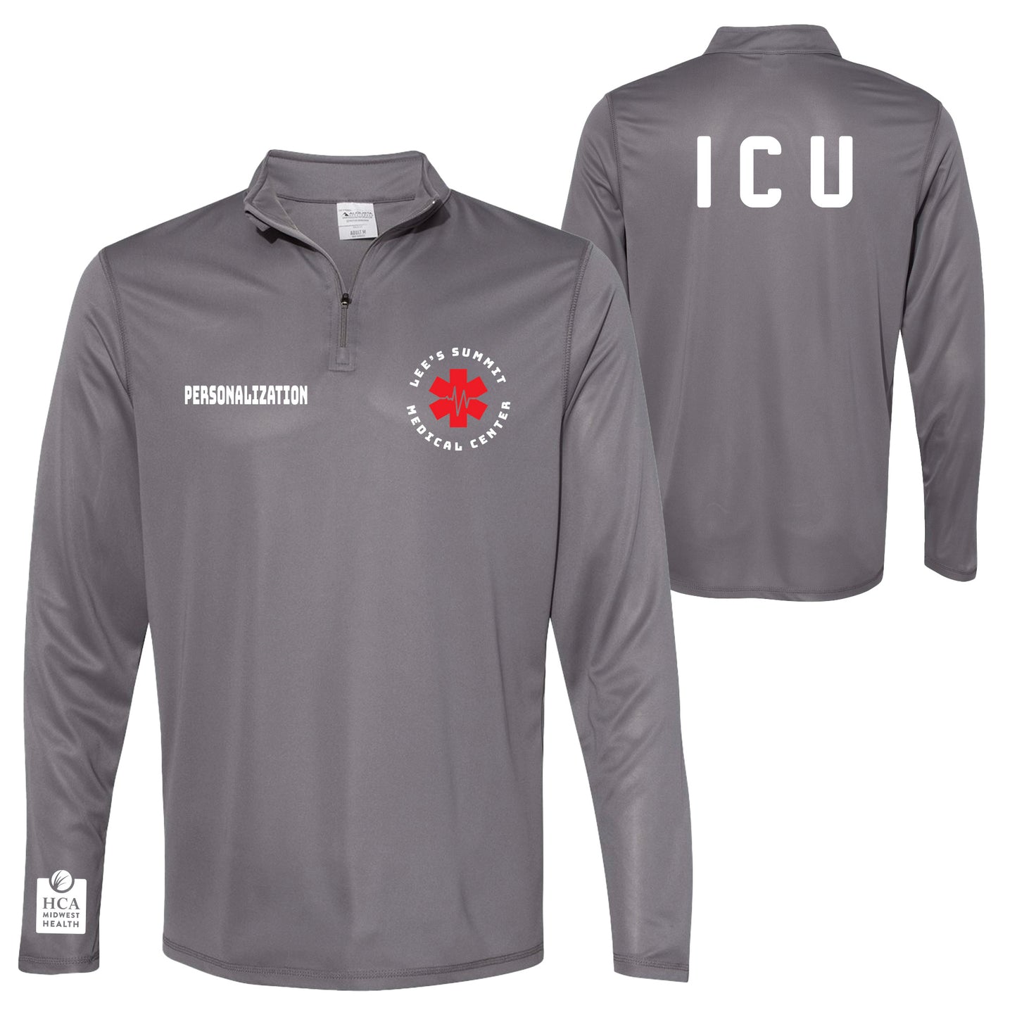 Lee's Summit Medical Center ICU Department Unisex Charcoal Quarter Zip - 2785