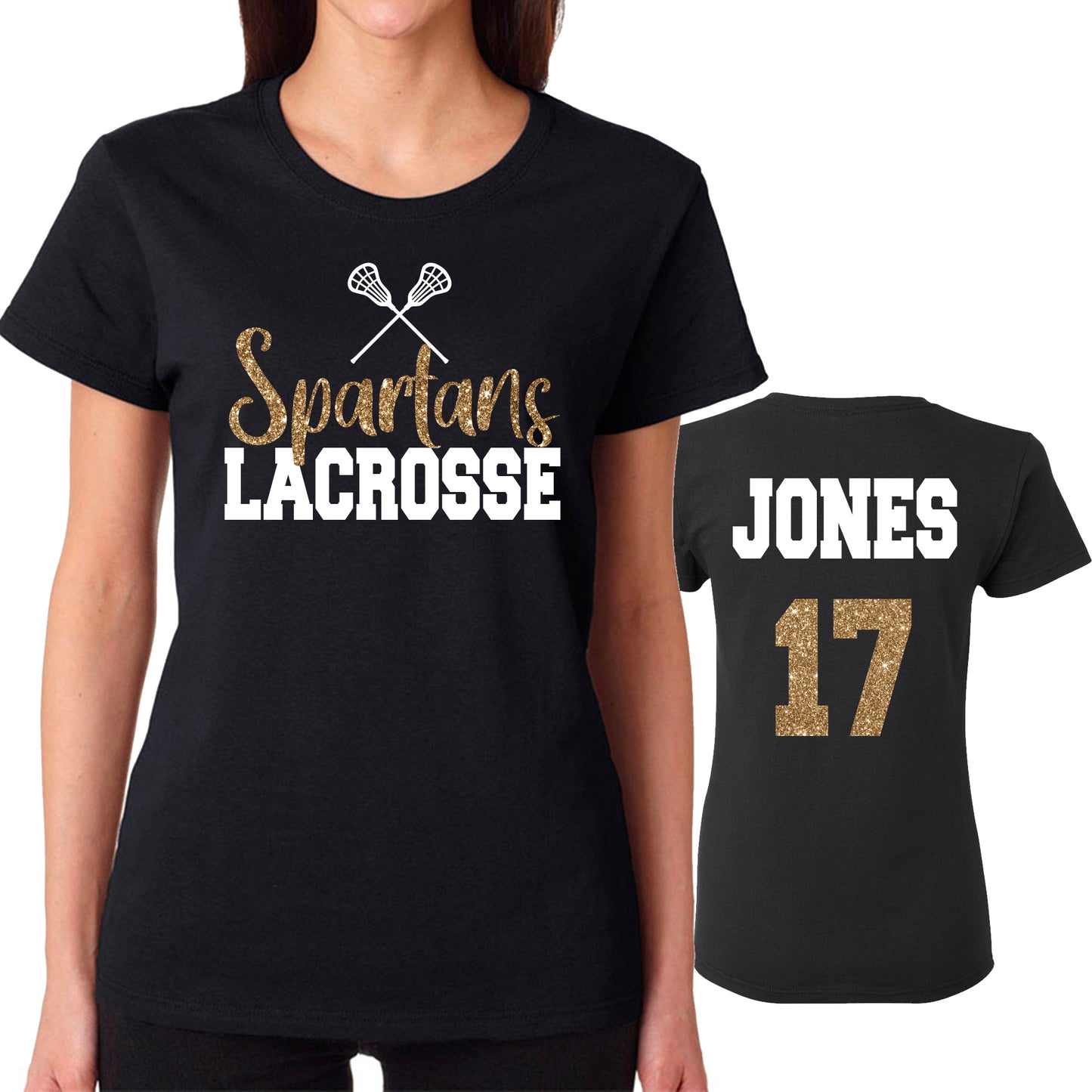 Lacrosse Glitter Team Design Women's Gildan Tee Shirt - 5000L