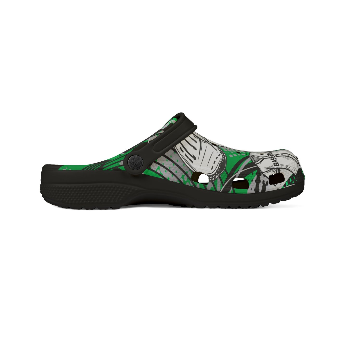 Personalized Custom Green Velocity Child and Adult Baseball Clogs Shoes