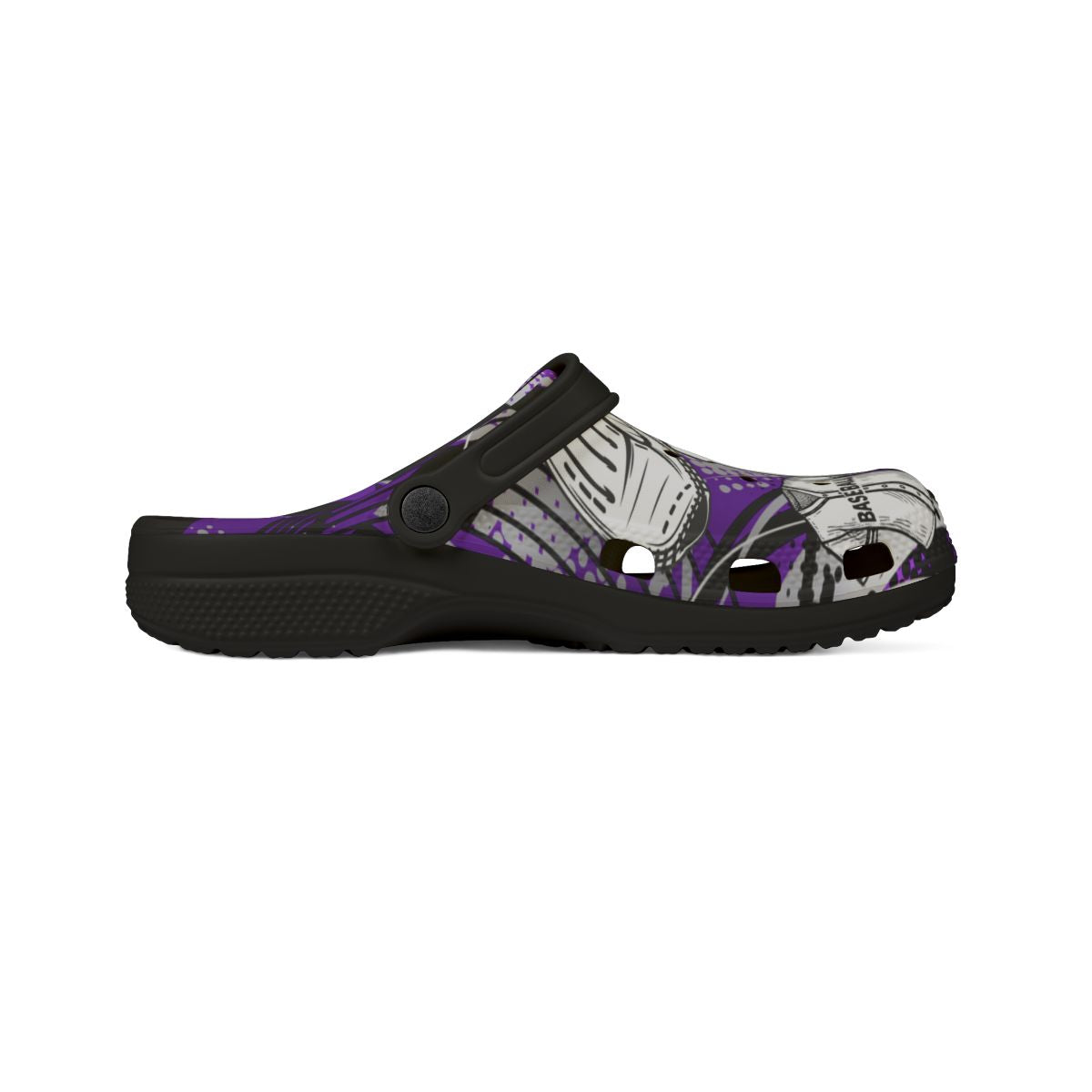 Personalized Custom Purple Velocity Child and Adult Baseball Clogs Shoes