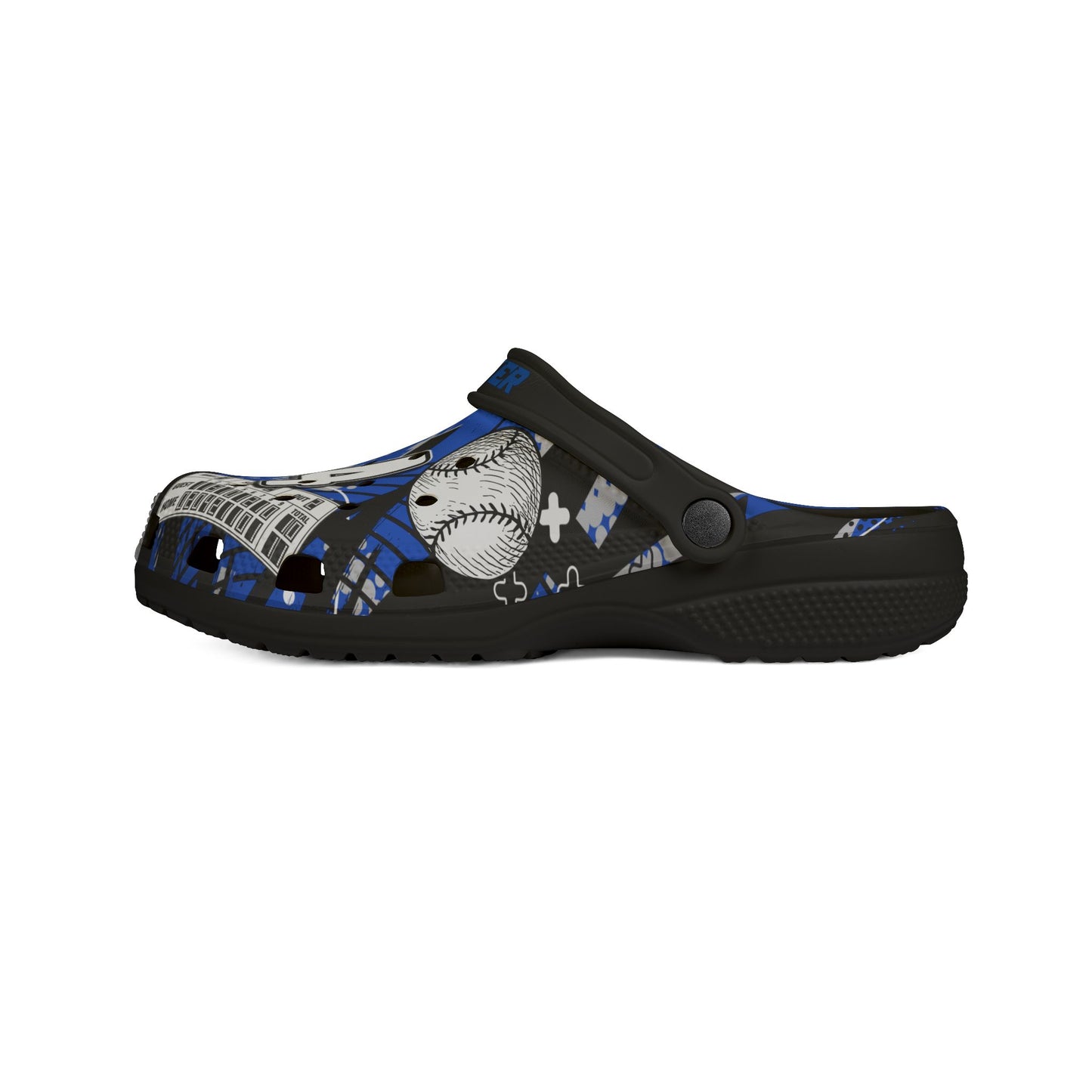Personalized Custom Blue Velocity Child and Adult Baseball Clogs Shoes