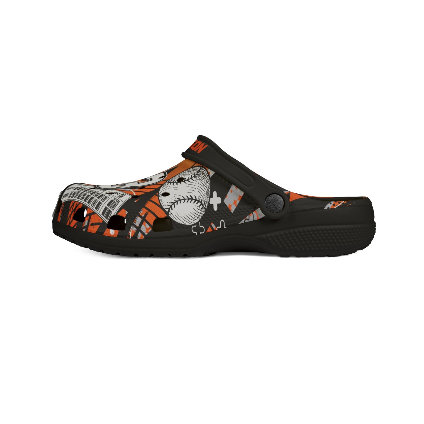 Personalized Custom Orange Velocity Child and Adult Baseball Clogs Shoes