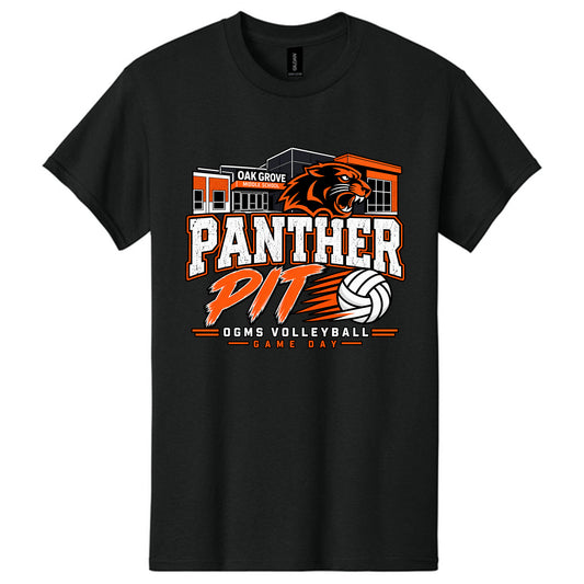 Panther Pit Oak Grove Middle School Volleyball Black Cotton Unisex Tee Shirt