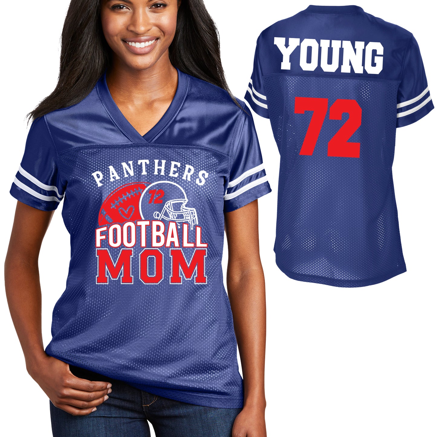 Patriots Football Mom Team Design Women's Navy Sport-Tek Replica Football Jersey - LST307
