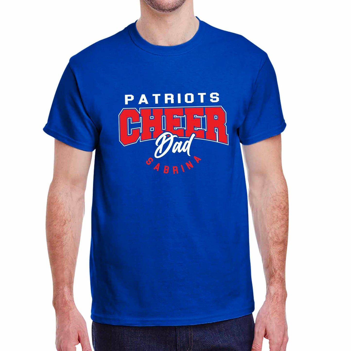 Patriots Cheer Dad Men's Cotton Royal Blue Gildan Tee - 5000