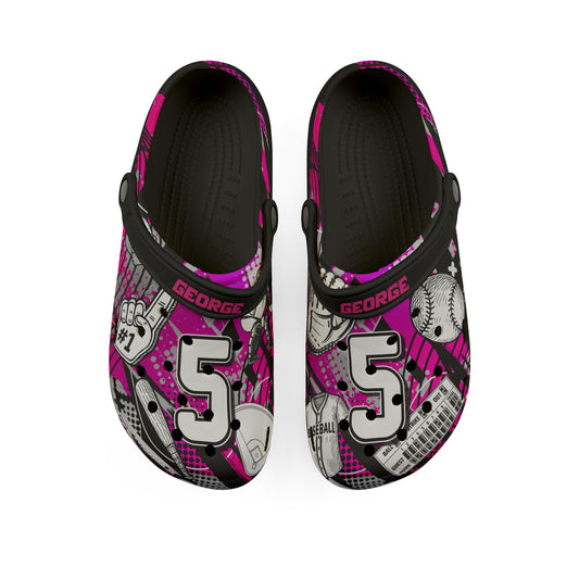 Personalized Custom Pink Velocity Child and Adult Baseball Clogs Shoes