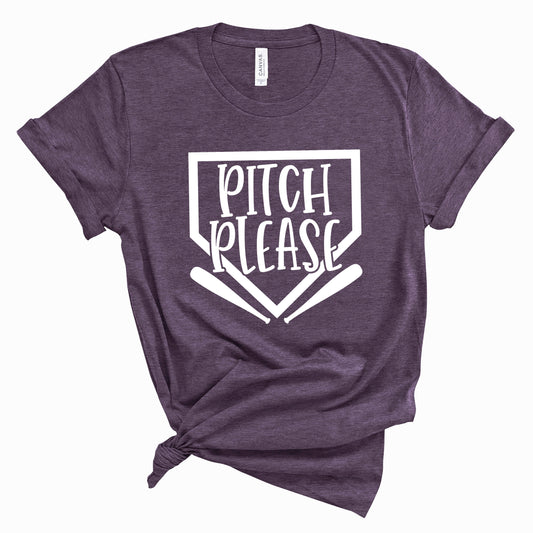 Baseball Pitch Please Bella+Canvas Heather Cotton Jersey Tee Shirt - 3001