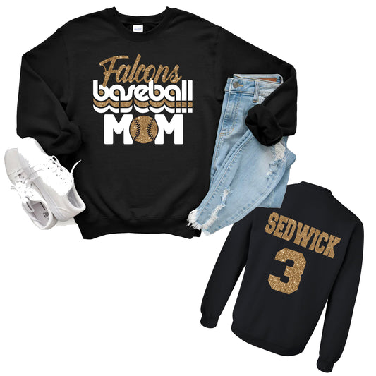 Baseball Team Mom Glitter Design Gildan Heavy Cotton Blend Sweatshirt - 18000