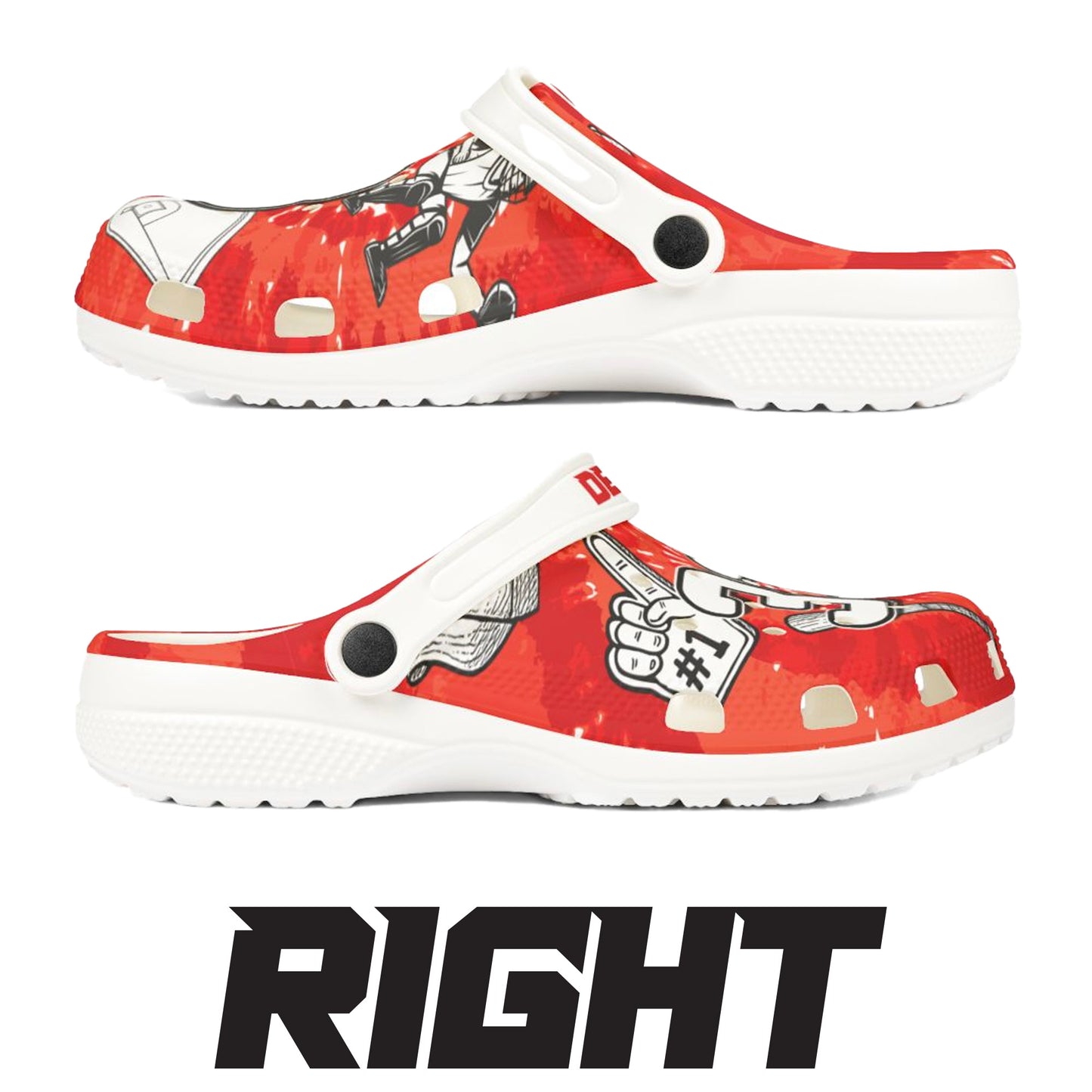 Personalized Custom Child and Adult Baseball Tie Dye Clogs Shoes