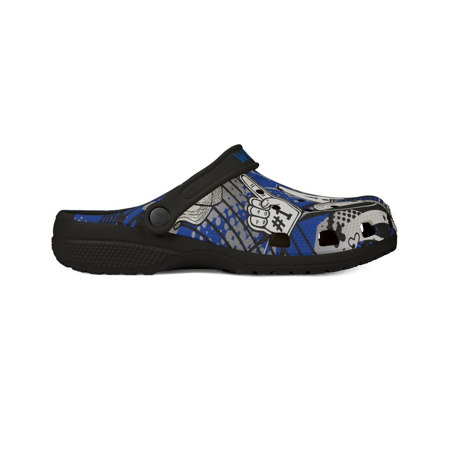 Personalized Custom Blue Velocity Child and Adult Baseball Clogs Shoes