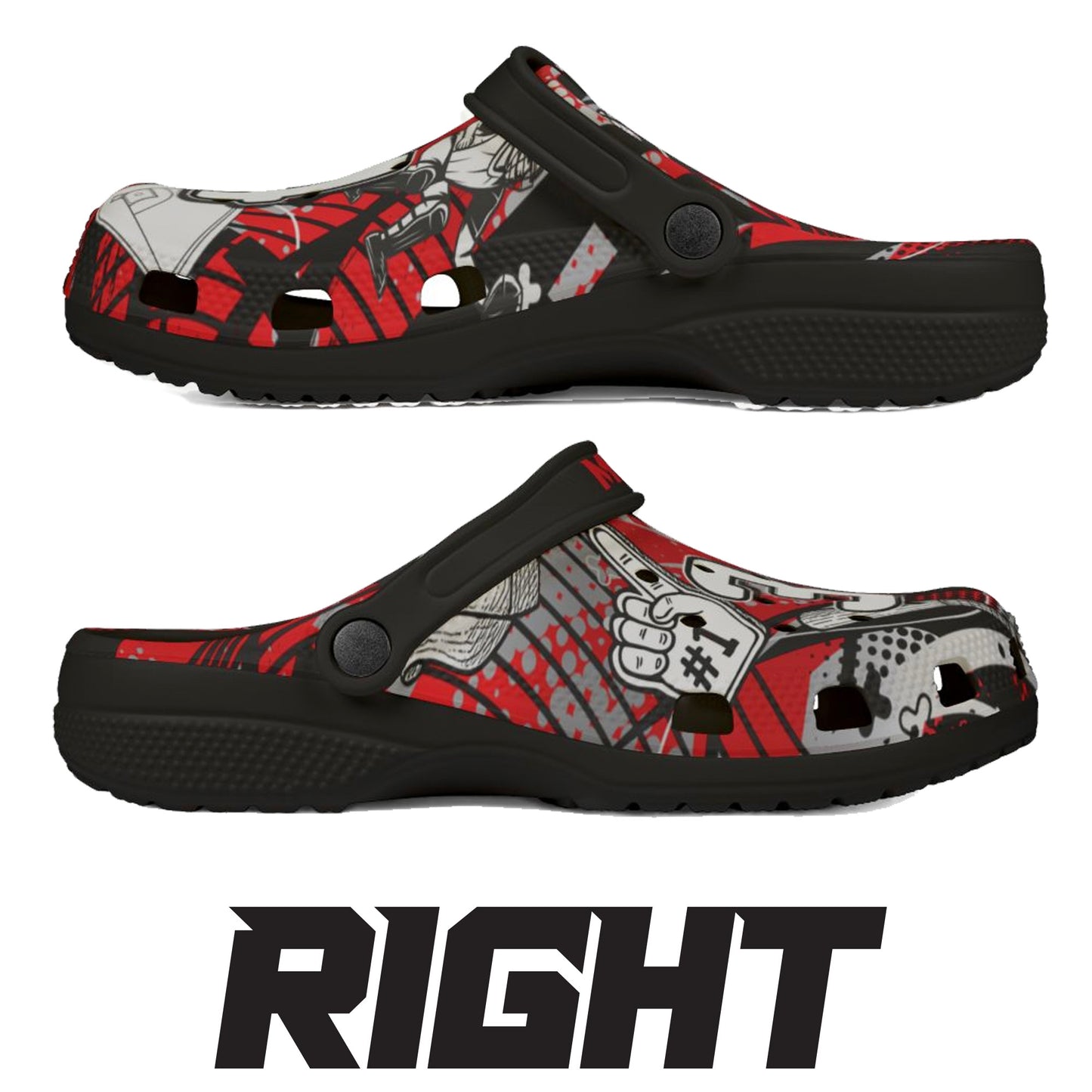 Personalized Custom Red Velocity Child and Adult Baseball Clogs Shoes